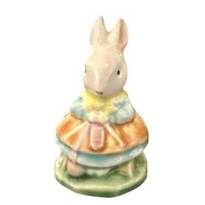 Vintage Albert Kessler Glazed Momma Bunny Rabbit Knitting 2.75 in Figurine